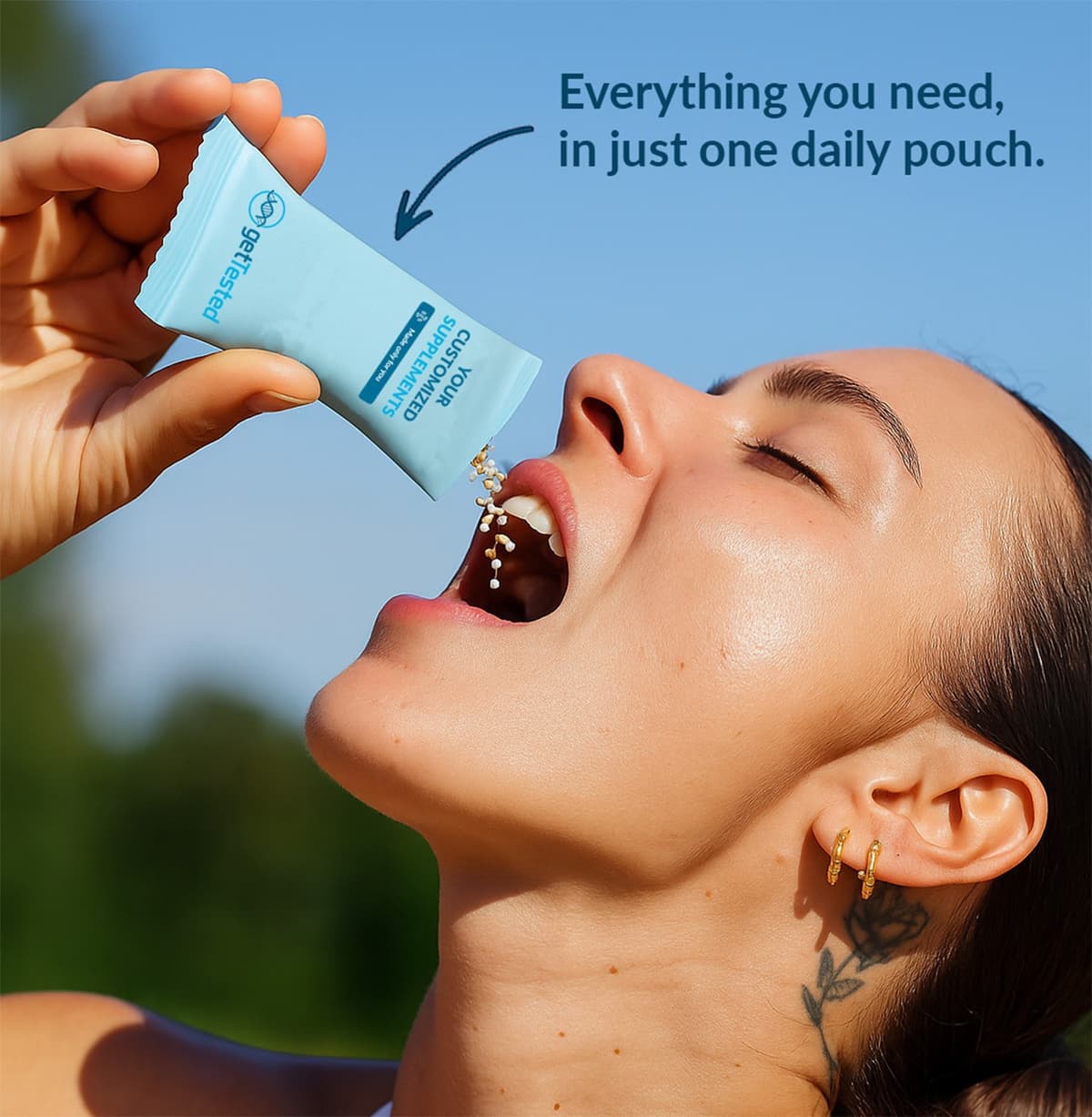 Person consuming supplement